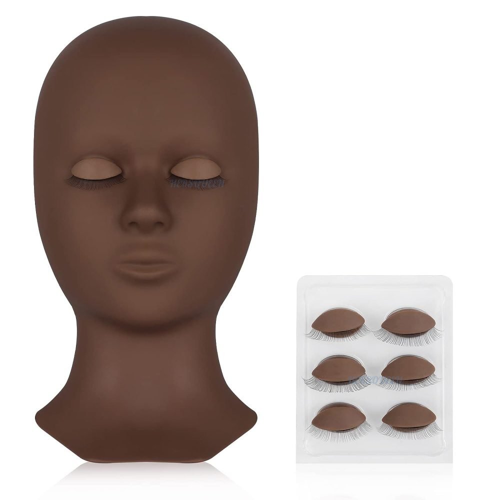lash training head with eyelids